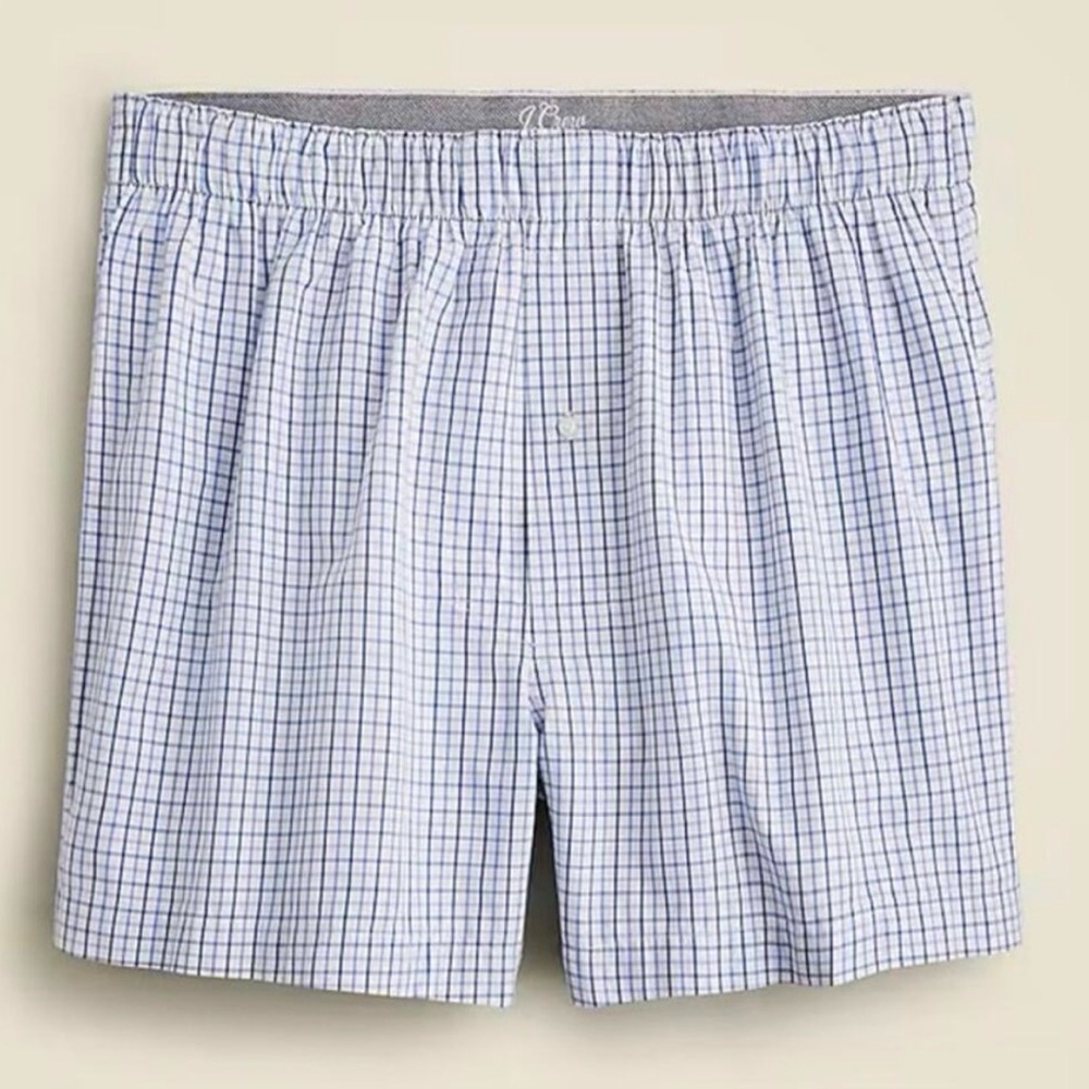 J. Crew Patterned Boxer Shorts Mens M Cotton Blue White Check NWT BW438